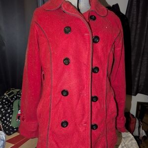 Jennifer Moore Vibrant Red Pea Coat